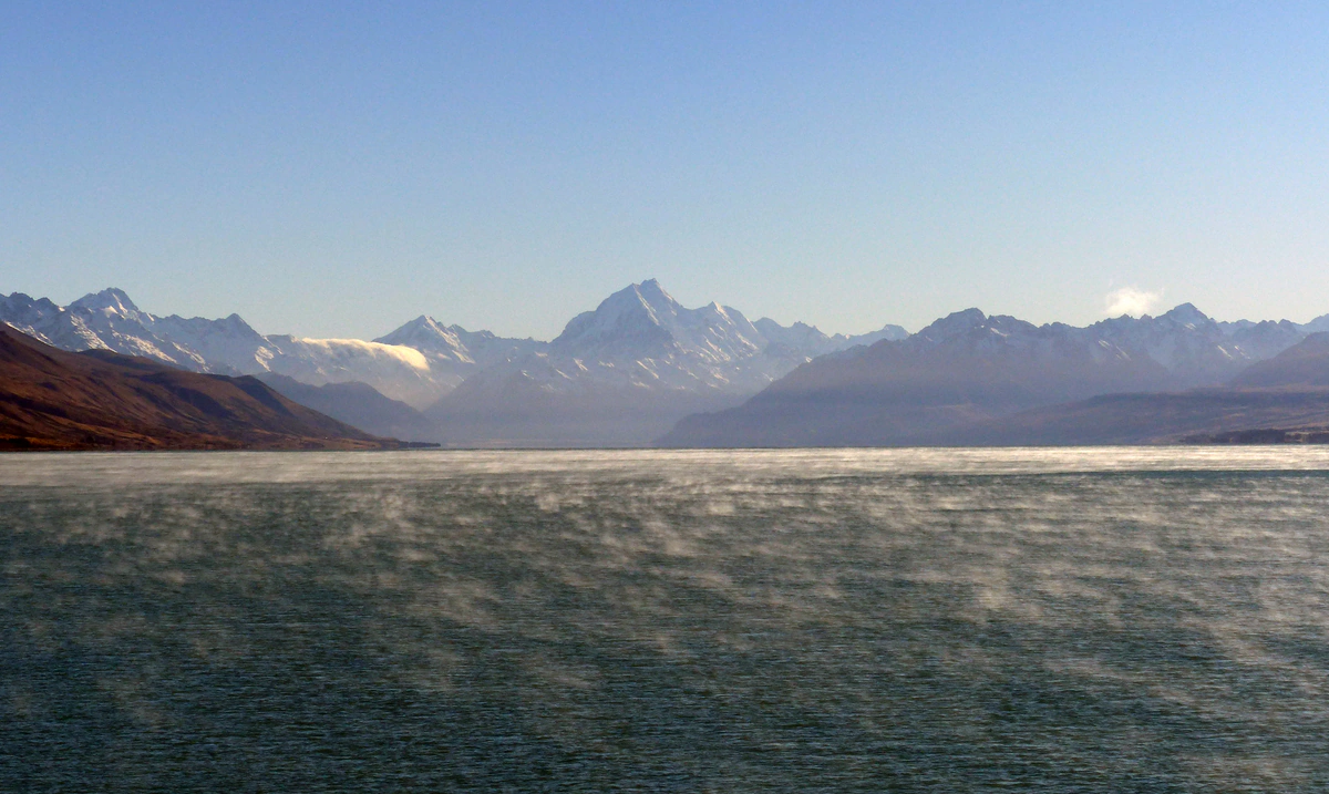 Misty Lake Pukaki and Mount Cook